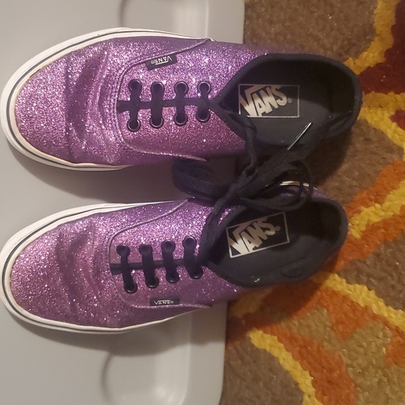 VANS 5.5/7sz. Purple Glitzy pair OR Floral Print on Black sz 6.5 big kids - Picture 7 of 12
